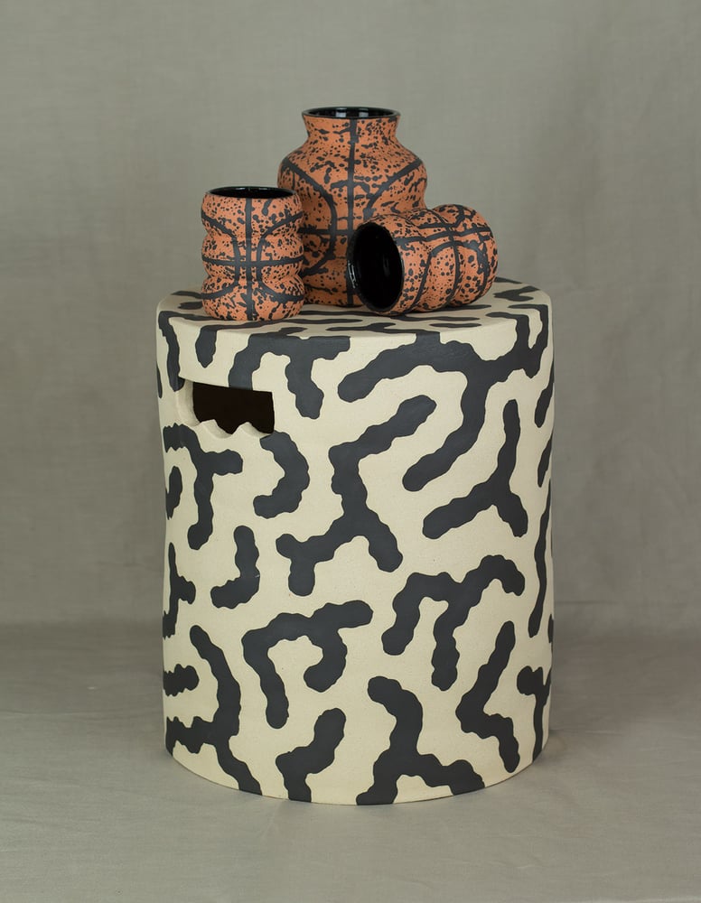 Black Pattern Stool - MADE TO ORDER