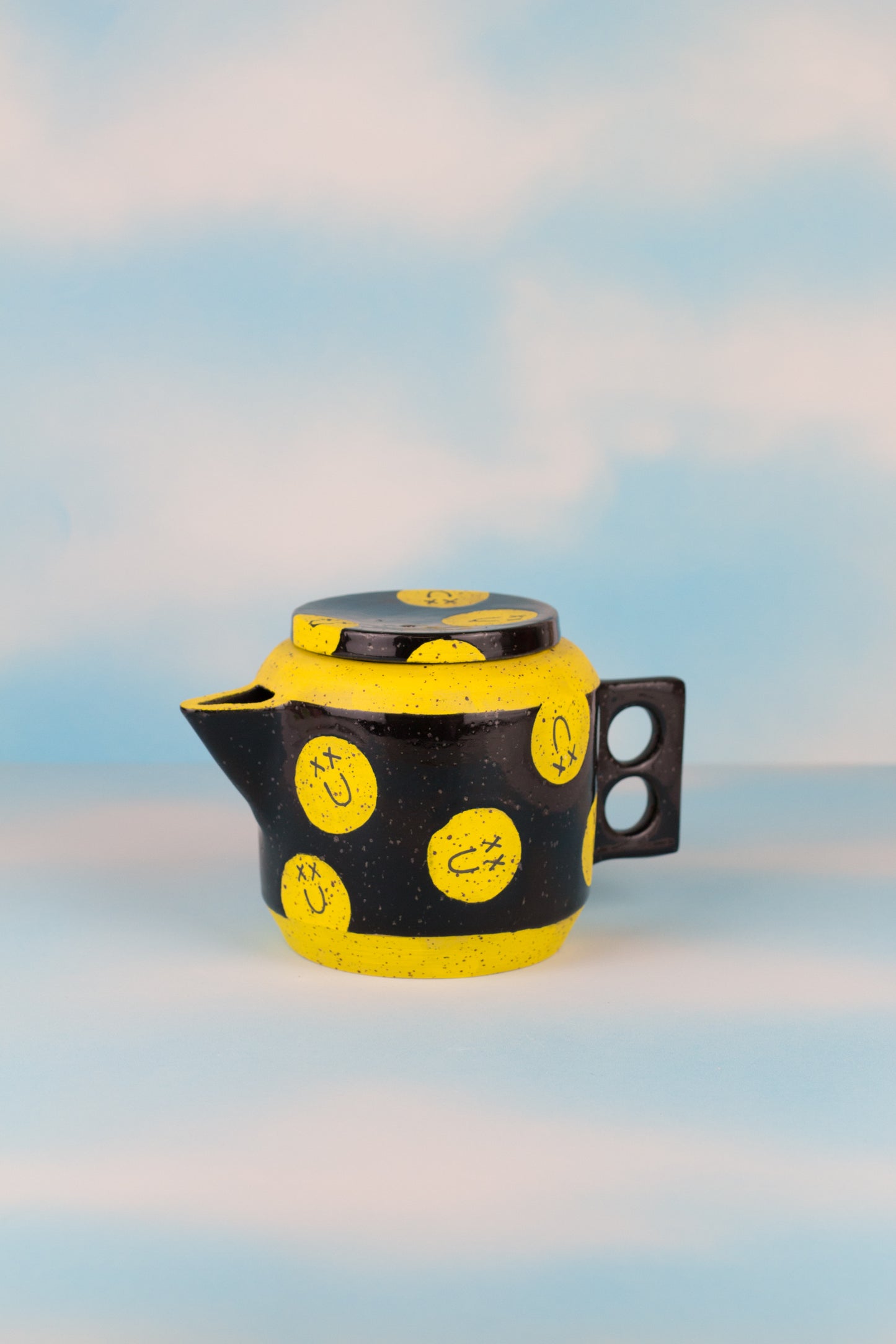 Black Smiley Ceramic Teapot